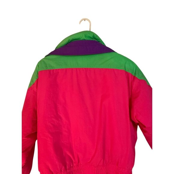 Vintage Cima Womens Ski coat jacket Colorblock Pink Green Purple Size 12 - Picture 8 of 8